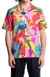 Paisley & Gray Men's Slim Fit Short Sleeve Floral Print Button Front Camp Shirt In Multi