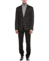 Paisley & Gray Dover Slim Fit Charcoal Plaid Blazer In Green
