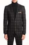 Paisley & Gray Dover Slim Fit Charcoal Plaid Blazer In Black