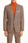 Paisley & Gray Dover Slim Fit Orange Glen Plaid Blazer In Brown
