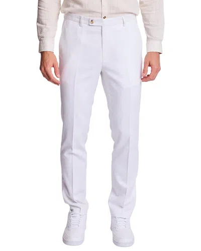 Paisley & Gray Downing Slim Fit Linen Blend Dress Pants In White