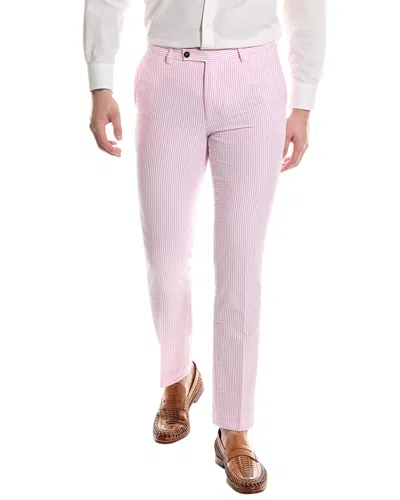 Paisley & Gray Downing Seersucker Slim Fit Pant In Pink