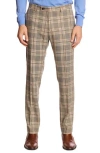 Paisley & Gray Downing Slim Fit Flat Front Check Dress Pants In Brown