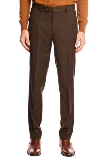 Paisley & Gray Downing Slim Fit Flat Front Dress Pants In Brown