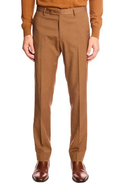 Paisley & Gray Downing Slim Fit Flat Front Dress Pants In Brown