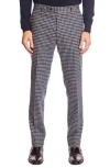Paisley & Gray Downing Slim Fit Flat Front Houndstooth Dress Pants In Black