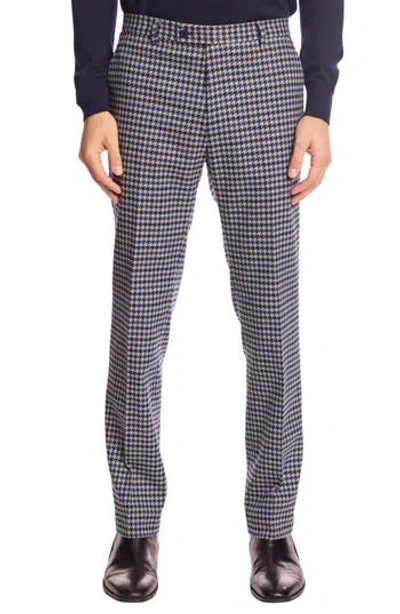 Paisley & Gray Downing Slim Fit Flat Front Houndstooth Dress Pants In Black
