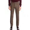 Paisley & Gray Downing Slim Fit Flat Front Houndstooth Wool Blend Dress Pants In Brown