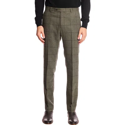 Paisley & Gray Downing Slim Fit Flat Front Windowpane Wool Blend Dress Pants