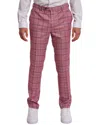Paisley & Gray Downing Slim Flat Front Plaid Dress Pants In Multi