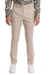 Paisley & Gray Downing Slim Flat Front Crosshatch Dress Pants In Neutral