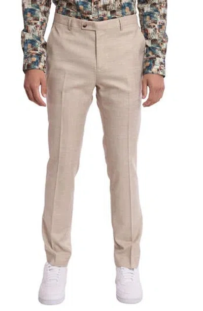 Paisley & Gray Downing Slim Flat Front Crosshatch Dress Pants In Neutral