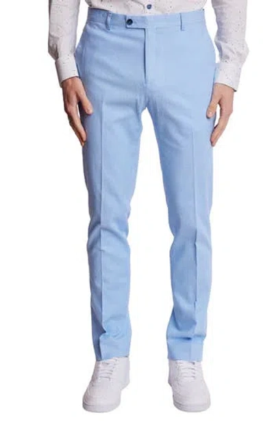 Paisley & Gray Downing Slim Flat Front Linen Blend Dress Pants In Blue