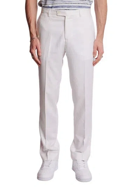 Paisley & Gray Downing Slim Flat Front Linen Blend Dress Pants In White