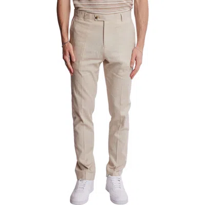 Paisley & Gray Downing Slim Flat Front Linen Blend Dress Pants In Neutral