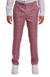 Paisley & Gray Downing Slim Flat Front Plaid Dress Pants In Multi