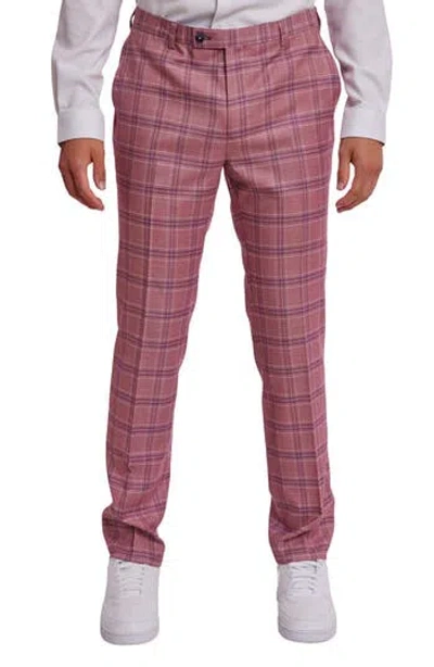 Paisley & Gray Downing Slim Flat Front Plaid Dress Pants In Multi