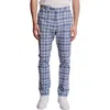 Paisley & Gray Downing Slim Flat Front Plaid Stretch Cotton Dress Pants In Blue