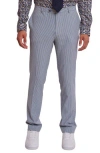 Paisley & Gray Downing Slim Flat Front Stripe Seersucker Dress Pants In Gray