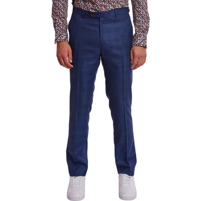 Paisley & Gray Downing Slim Flat Front Windowpane Dress Pants In Blue