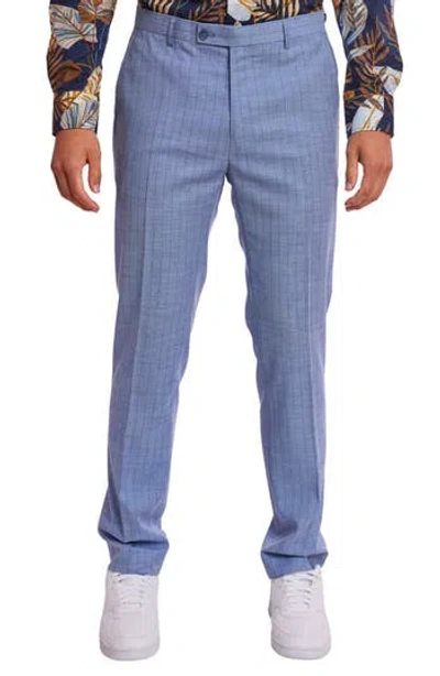 Paisley & Gray Downing Slim Flat Front Windowpane Dress Pants In Blue