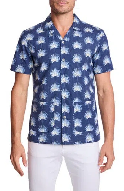 Paisley & Gray Frond Cotton Blend Camp Shirt In Blue