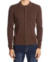 Paisley & Gray Full Placket Wool-blend Polo Shirt In Brown