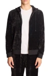 Paisley & Gray Full Zip Velvet Hoodie In Black