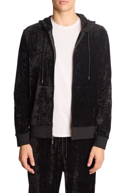 Paisley & Gray Full Zip Velvet Hoodie In Black