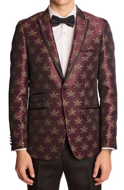 Paisley & Gray Grosvenor Slim Fit Satin Dinner Jacket In Multi