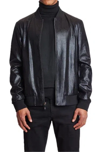 Paisley & Gray Hyde Snake Embossed Faux Leather Bomber Jacket