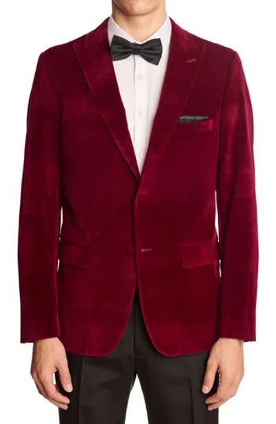 Paisley & Gray Kyle Slim Fit Velvet Dinner Jacket In Red