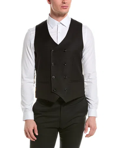Paisley & Gray Marylebone Slim Double-breasted Vest In Black