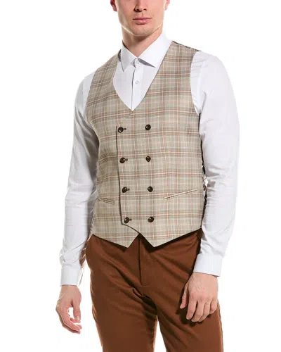 Paisley & Gray Marylebone Slim Double-breasted Vest In Brown