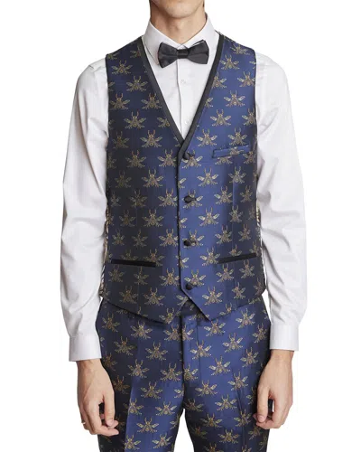 Paisley & Gray Mayfair Slim Fit Tux Vest In Blue