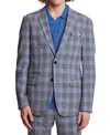 Paisley & Gray Men's Ashton Plaid Jacket In Grey Blue Seersucker Check