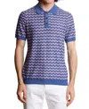 Paisley & Gray 3 Button Chevron Polo Shirt In Blue  Pink Zig Zag