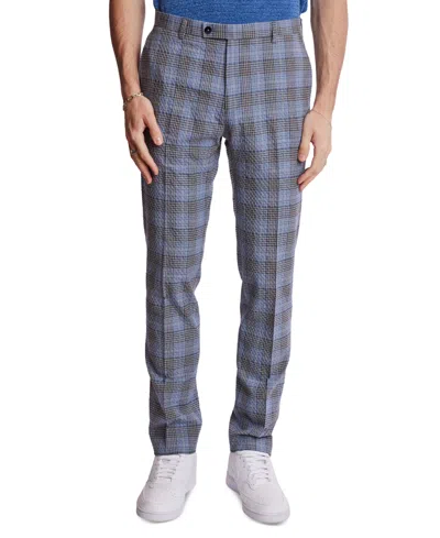 Paisley & Gray Men's Downing Plaid Pants In Grey Blue Seersucker Check