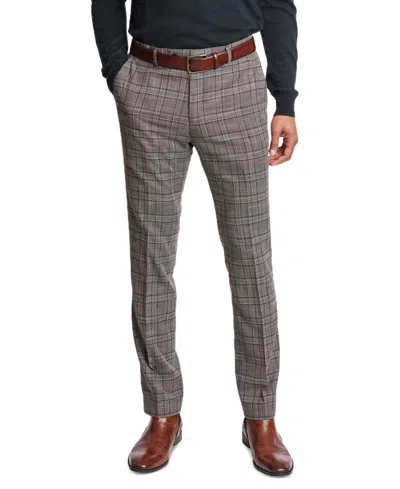 Paisley & Gray Men's Downing Slim-fit Stretch Check Suit Pants In Tan Forest