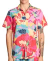 Paisley & Gray Men's Slim Fit Short Sleeve Floral Print Button Front Camp Shirt In Multi