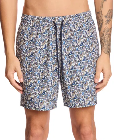 Paisley & Gray Men's Gilligan Regular-fit Abstract Floral 6" Swim Trunks In Brown Blue Floral