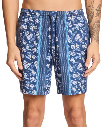 Paisley & Gray Men's Gilligan Regular-fit Abstract Floral 6" Swim Trunks In Navy Lt Blue Floral