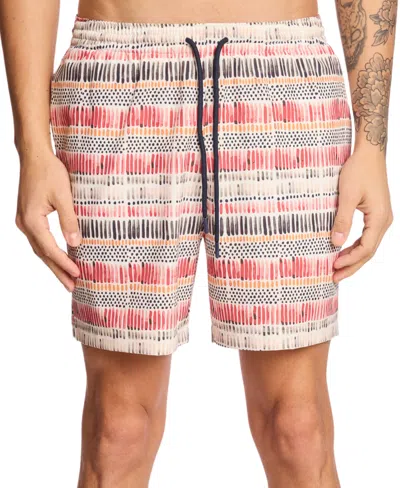 Paisley & Gray Men's Gilligan Regular-fit Abstract Floral 6" Swim Trunks In Pink Orange Green Black