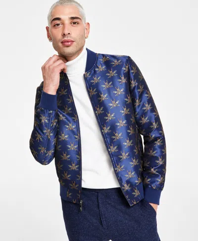 Paisley & Gray Men's Hyde Slim-fit Bee Bomber Jacket In Navy Iconic Bees