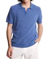 Paisley & Gray Open Knit Johnny Collar Polo In Blue