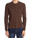 Paisley & Gray Full Placket Wool-blend Polo Shirt In Brown