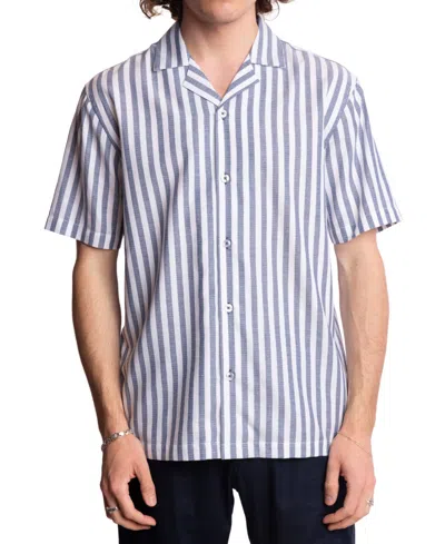 PAISLEY & GRAY MEN'S SHORT SLEEVE STRIPED BUTTON-FRONT CAMP SHIRT