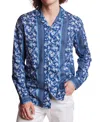 Paisley & Gray Men's Slim Fit Long Sleeve Floral Button-front Camp Shirt In Blue
