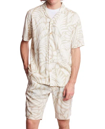 Paisley & Gray Men's Slim Fit Short Sleeve Printed Button-front Camp Shirt In Tan  Cream
