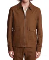 Paisley & Gray Men's Zip-front Bomber Jacket In Brown Linen